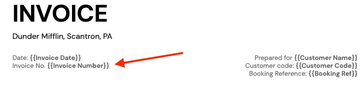 Example of an invoice number on a professional invoice
