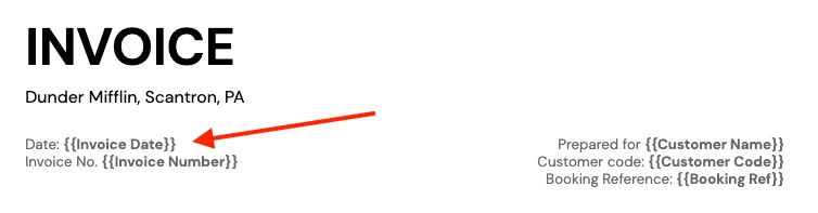 Example of the invoice date on a professional invoice