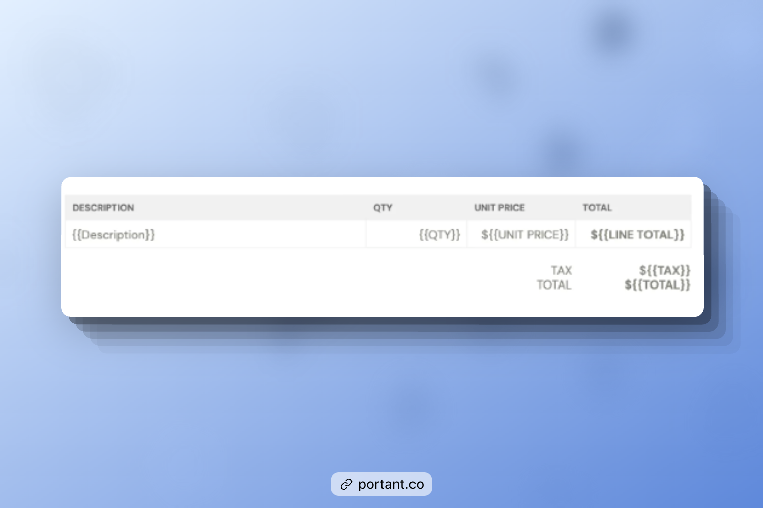 Description Section of Portant's Invoice Template