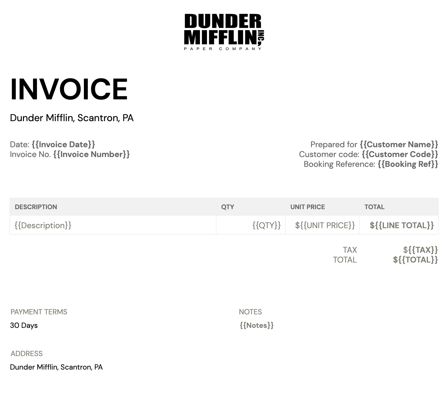 Portant's free invoice template, customizable billing document for businesses to track payments and transactions.