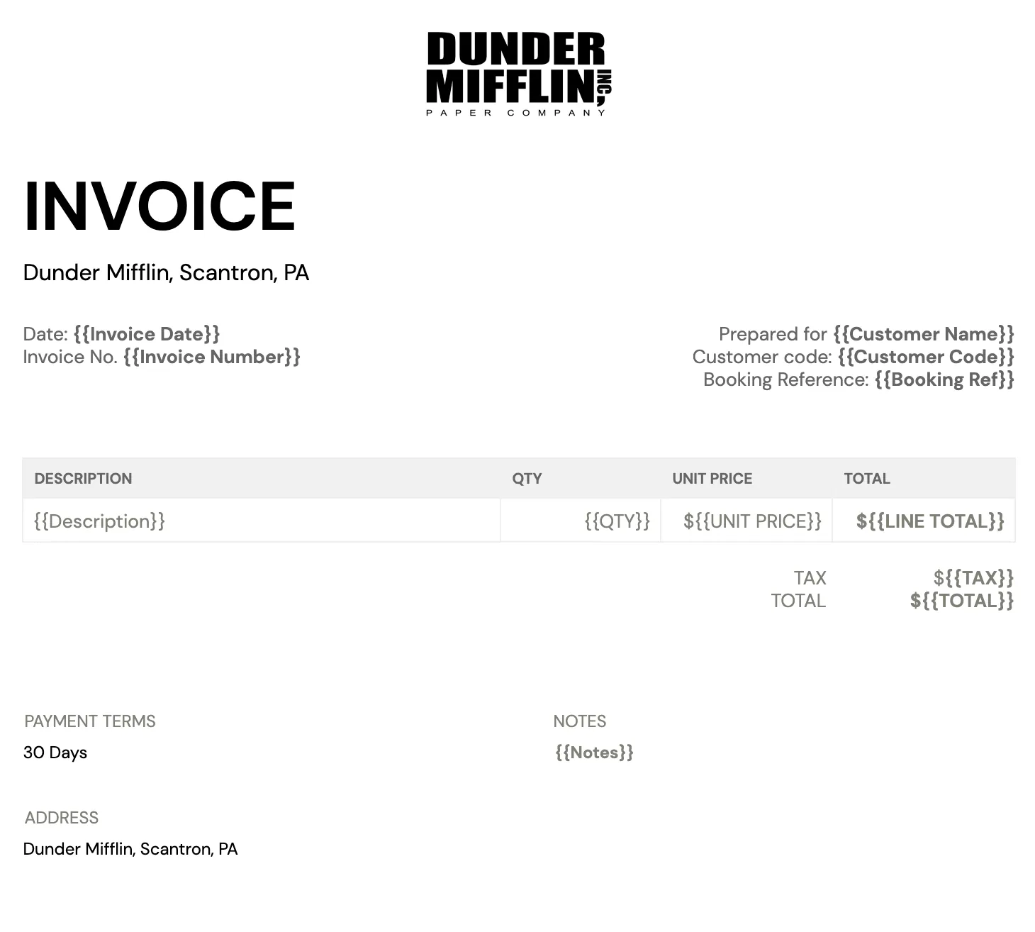 Portant's free invoice template, customizable billing document for businesses to track payments and transactions.