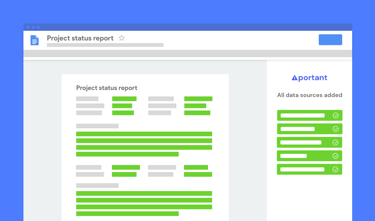 Automate project status report using Portant's Google Docs Add-On