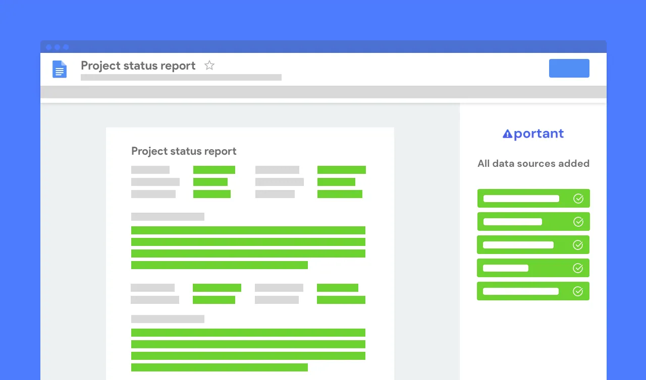 Automate project status report using Portant's Google Docs Add-On