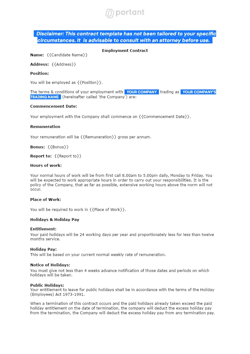 Employment Contract template thumbnail