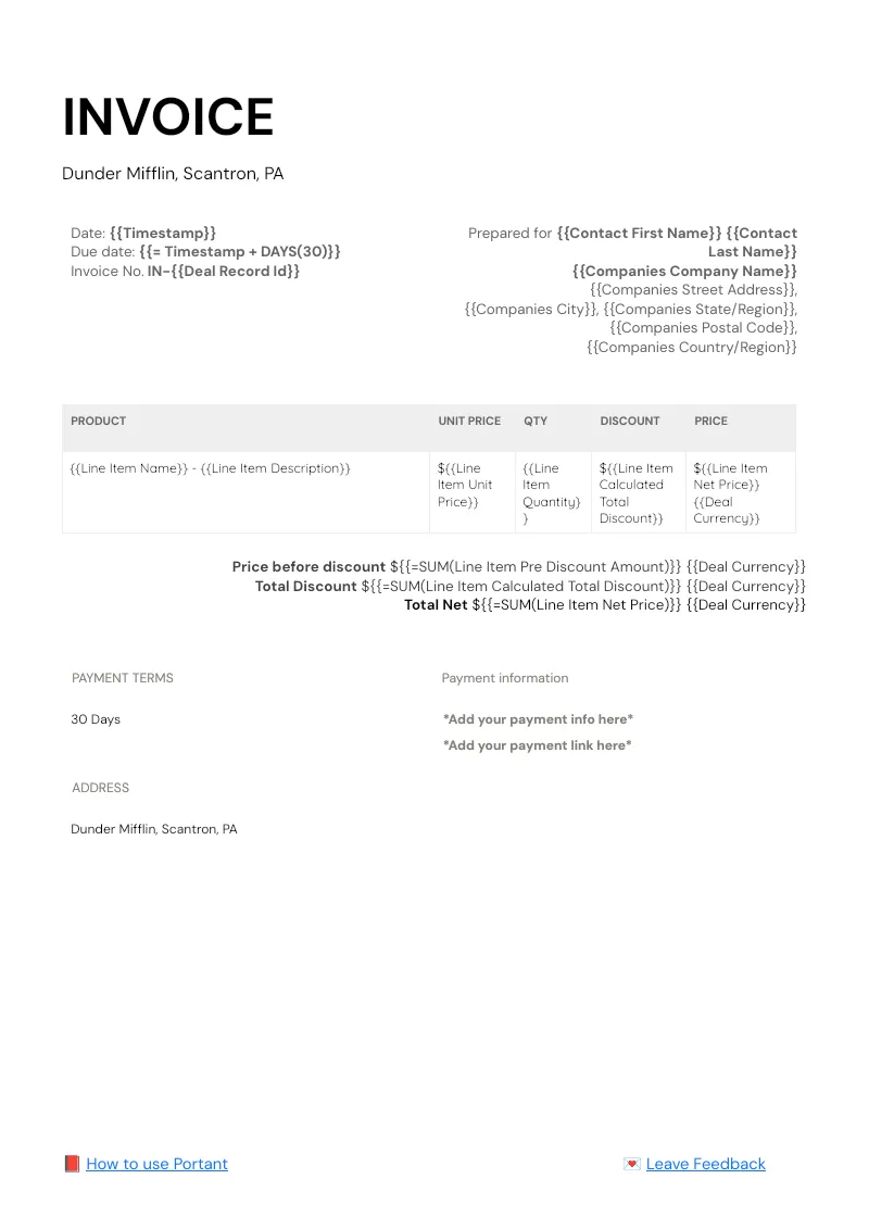 HubSpot Invoice Template template thumbnail