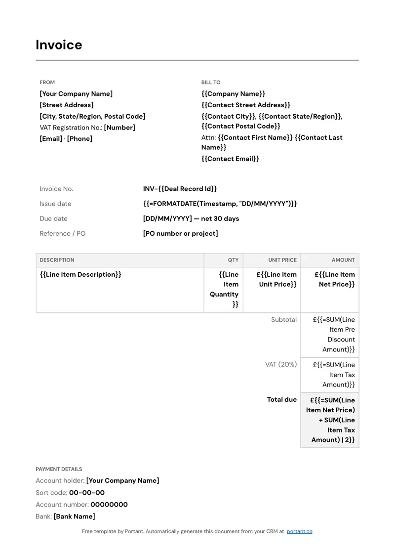 Invoice (GB) template thumbnail