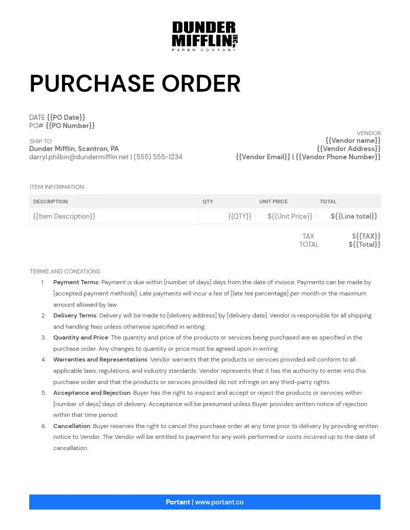 Purchase Order template thumbnail