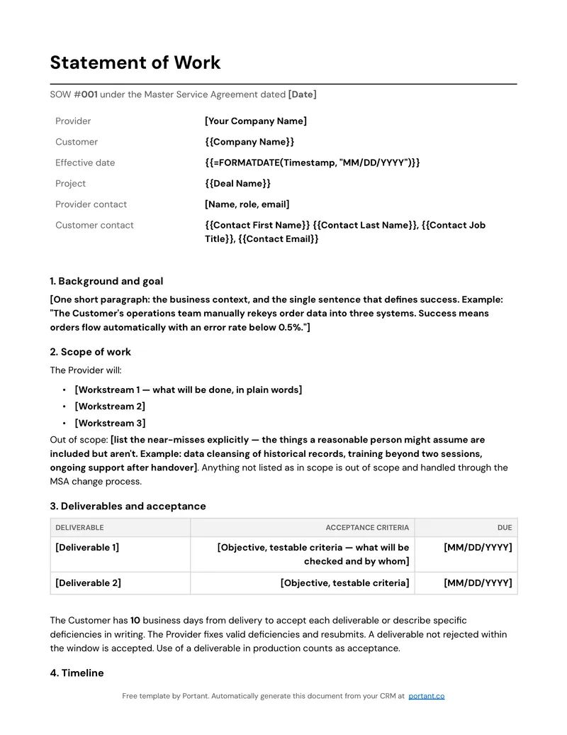 Statement of Work (US) template thumbnail