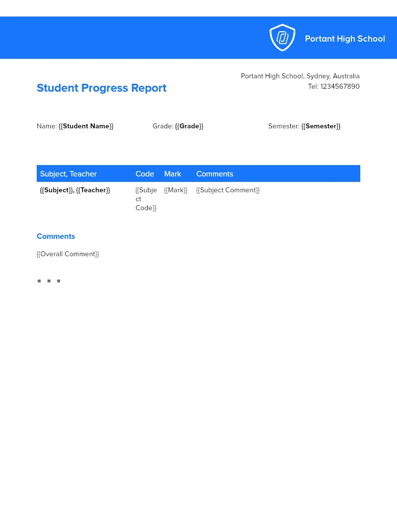 Student Progress Reports template thumbnail